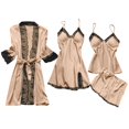 thumbnail image 1 of PMVFHDE Lace Robe Dress Set for Women - Elegant Silk Sleepwear Pajamas Nightdress Gold,L, 1 of 3