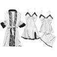 thumbnail image 1 of PMVFHDE Lace Robe Dress Set for Women - Elegant Silk Sleepwear Pajamas Nightdress White,L, 1 of 2