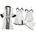 thumbnail image 1 of PMVFHDE Lace Robe Dress Set for Women - Elegant Silk Sleepwear Pajamas Nightdress White,M, 1 of 2