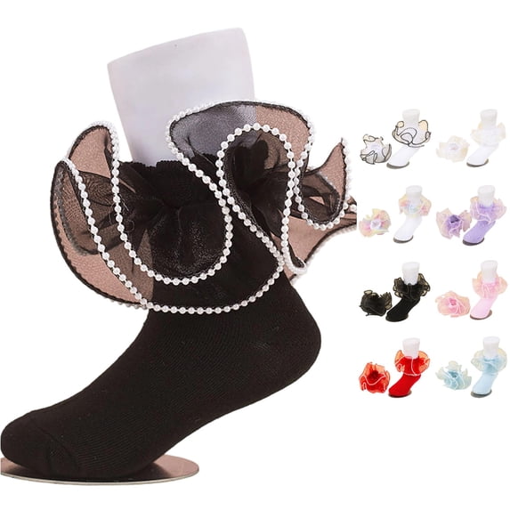 Laceh Color PMVFHDE Lace Socks Girls Slim Pure Color Combed Edge Dance for Kids ...