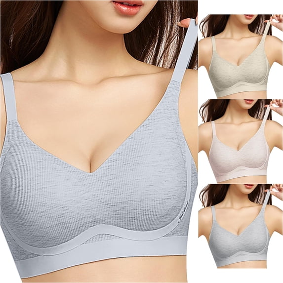 PMVFHDE Large Size Comfortable Breathable Smooth Bra for Women Daily Leisure Wear Seamless Non-Wired Supportive Full Coverage Underwear Light Blue - 40