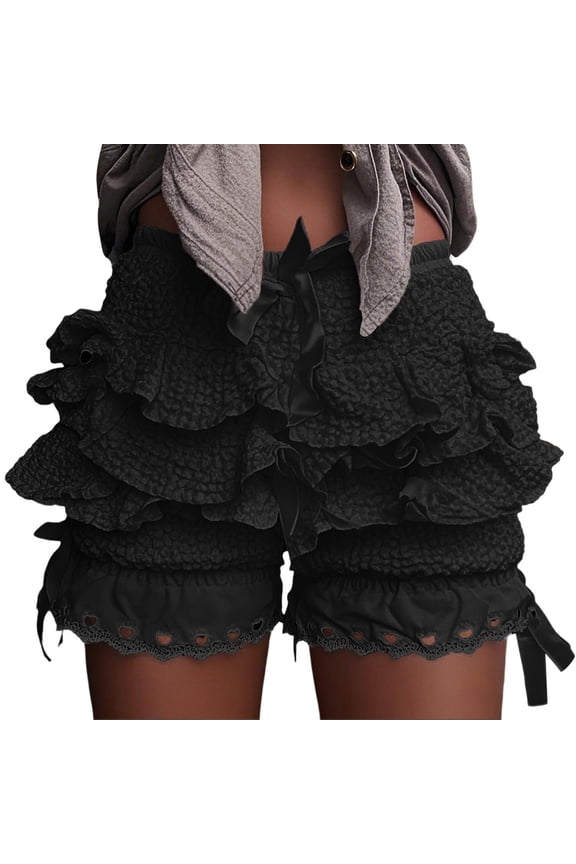 Layered Cake Shorts For Women Stacked Cute Fashion Comfortable Soft Cute Shorts Black,S