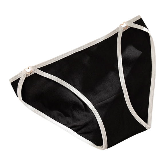 PMVFHDE Lightweight Breathable Briefs Hollow Bound Edge Soft Cotton Underwear For Women Pure Color Black,L