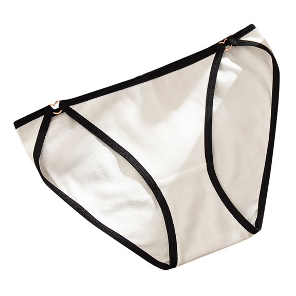 PMVFHDE Lightweight Breathable Briefs Hollow Bound Edge Soft Cotton Underwear For Women Pure Color White,XL