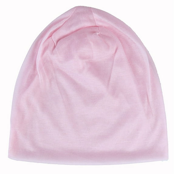 PMVFHDE Lightweight Knit Head Cover for Cool Weather Solid Color Soft Pull On Hat Comfortable and Non Bulky for Indoors Pink