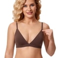 thumbnail image 1 of PMVFHDE Lightweight Padded Triangle Wireless Bra With Comfortable U Back Design For Everyday Wear Breathable Soft Blend Seamless Undershirts Outdoor Casual Daily Versatile All-Season Brown - XS, 1 of 5