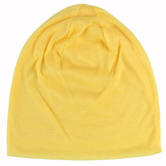 PMVFHDE Lightweight Stretchy Knit Cap Soft Thin Style for Indoor Comfort Care Cozy Wear Yellow