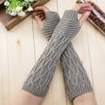 thumbnail image 1 of PMVFHDE Long Knitted Fingerless Gloves Arm Sleeves for Men Women, Ribbed Textured Winter Gloves with Open Fingers Grey，One Size, 1 of 2