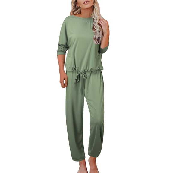 PMVFHDE Loungewear Sets Woman European Style Home Clothing Two Piece Set Can Be Worn Externally Sleepwear Pajamas Mint Green,M