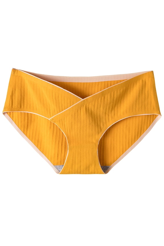 Low Waist Maternity Briefs Cotton For Pregnancy Seamless Panties For Women Comfortable Yellow,XXL