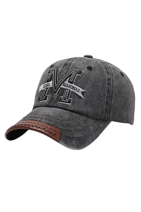 Men And Women Outdoor Sun Visor Retro Cap Washed Denim Letter M Embroidery Baseball Hat Black