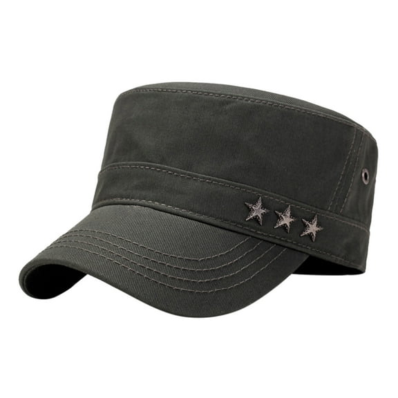 PMVFHDE Men Baseball Cap Classic Washed Twill Bill with Star Decoration Casual Daily Hat Green