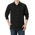 thumbnail image 1 of PMVFHDE Men Fishing Shirt Long Sleeve Comfortable Button Down Travel Work Long Sleeve Work Shirts For Men For Summer Black,L, 1 of 4