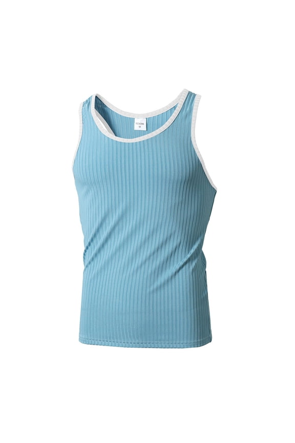 Men Knitted Vertical Fitness Sports Slim Fit Racer Color Block Vest Men's Vest