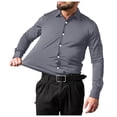 thumbnail image 1 of PMVFHDE Men Stretch Formal Shirt Solid Color Long Sleeve Business Casual Button Down Dress Shirts For Men Grey,XL, 1 of 4