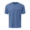 thumbnail image 1 of PMVFHDE Men T Shirts Summer Fashion Daily Casual Button Placket Short Sleeve Crew Neck Soft Blouse Comfortable Top, 1 of 3