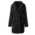 thumbnail image 1 of PMVFHDE Men Thickened Comfortable Warm Long Sleeve Bathrobe Casual Comfortable Flannel Home Wear Robe With Drawstring For Winter Black，M, 1 of 3