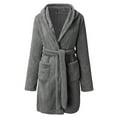 thumbnail image 1 of PMVFHDE Men Thickened Comfortable Warm Long Sleeve Bathrobe Casual Comfortable Flannel Home Wear Robe With Drawstring For Winter Grey，XL, 1 of 3