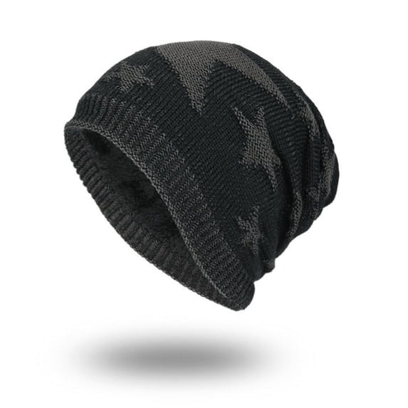 PMVFHDE Men Warm Lined Knit Head Cover Winter Headwear for Cold Weather Soft Stretchable Comfort Fit Black