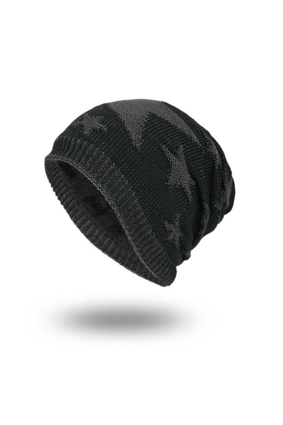 Men Warm Lined Knit Head Cover Winter Headwear for Cold Weather Soft Stretchable Comfort Fit Black