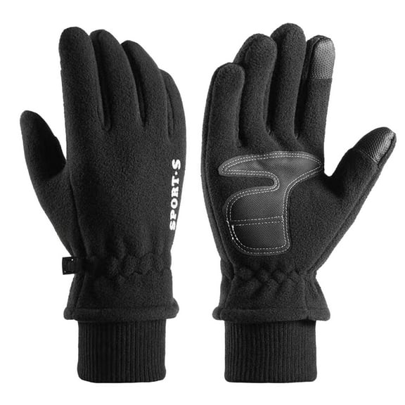PMVFHDE Men Women Winter Thermal Windproof Touchscreen Gloves, Grippy Ski Cycling Riding Gloves for Cold Weather Black，One Size