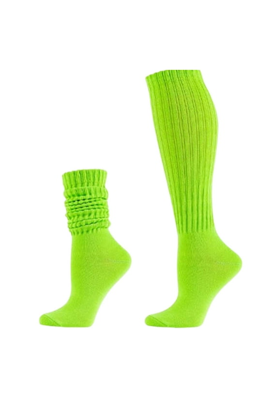 Men and Women Long Stack Socks Solid Color Fall Winter Thick Warm Calf Socks for Outdoor Activities and Riding Green