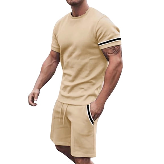 PMVFHDE Men's 3D Print Short Sleeve Set Mens Sweat Suits 2 Piece Set For Men Tropical Beach Sports Outfit Summer Casual Two Piece Soft Breathable Lightweight Comfortable Leisure Wear