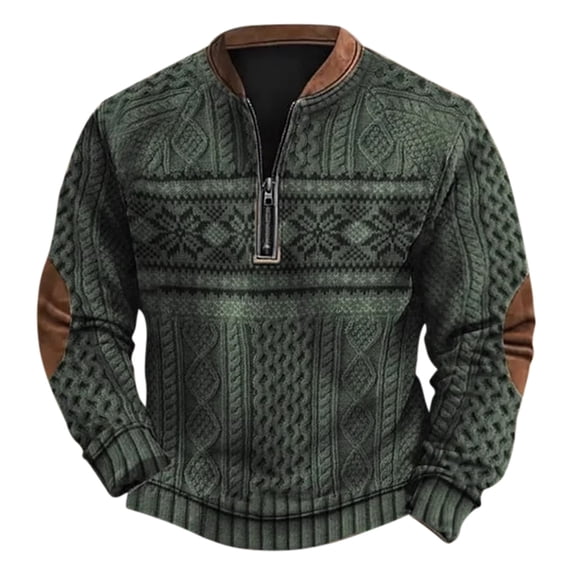 PMVFHDE Men's 3D Printed Half Zip Sweatshirt Fashion Long Sleeve Pullover Top for Autumn and Winter Men's Fashion Hoodies & Sweatshirts Army Green,M