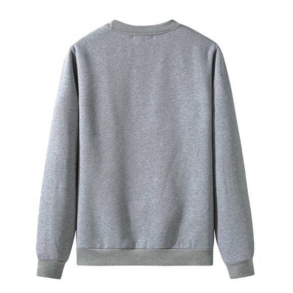 PMVFHDE Men's Autumn Winter Solid Color Basic Daily Long Sleeve Round Neck Top Sweatshirt Pullover Grey,XXL
