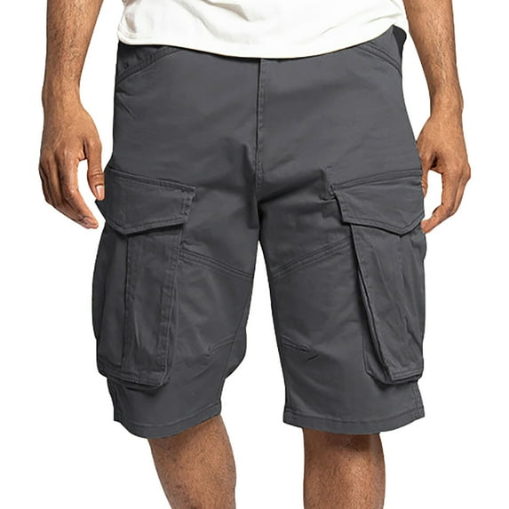 PMVFHDE Men's Casual Cargo Shorts Solid Color For Summer Sports Jogging And Everyday Leisure Cargo Shorts For Men Dark Gray，M