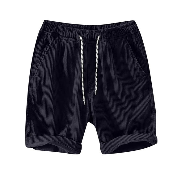 PMVFHDE Men's Casual Corduroy Shorts With Pockets Elastic Waist Loose Pure Color For Spring Summer Mens Shorts Casual Navy，XL