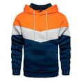thumbnail image 1 of PMVFHDE Men's Casual Streetwear Hoodie Patchwork Design Autumn Winter Loose Fit Sports Pullover Orange，XXXL, 1 of 2