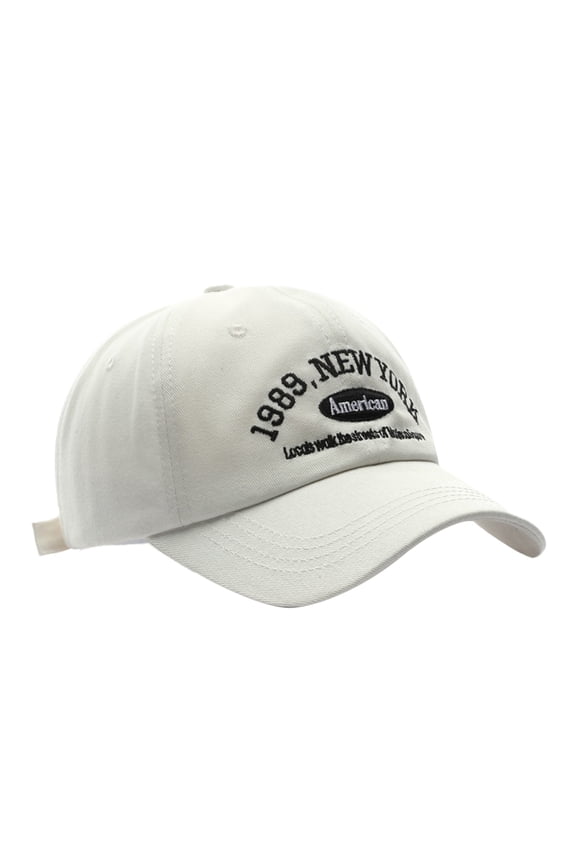 Men's Classic Japanese Street Style Embroidered Baseball Cap Outdoor Sun Shield Adjustable Snapback Dad Hat White