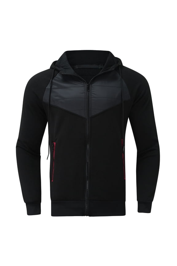 Men's Color Matching Heart Print Zip Up Hoodie Slim Fit Fashion Pocket Sweater Top for Winter Mens Hoodies Pullover Black,XL