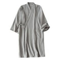 thumbnail image 1 of PMVFHDE Men's Crepe Robe Japanese Double Layer Lightweight Bathrobe Cotton Comfortable Mens Pajamas Home Wear For All Seasons Grey，M, 1 of 4