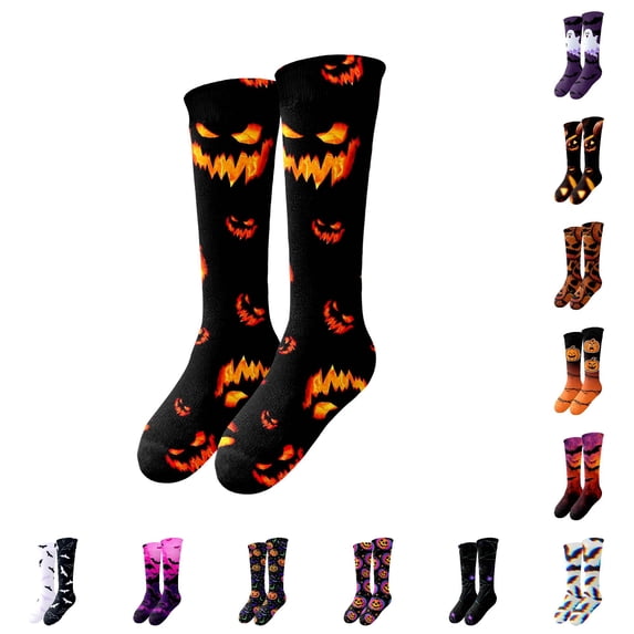 PMVFHDE Men's Halloween Novelty Print Stockings Cosplay Party Socks With Unique Designs For Festive Celebrations And Everyday Leisure, Black, One Size