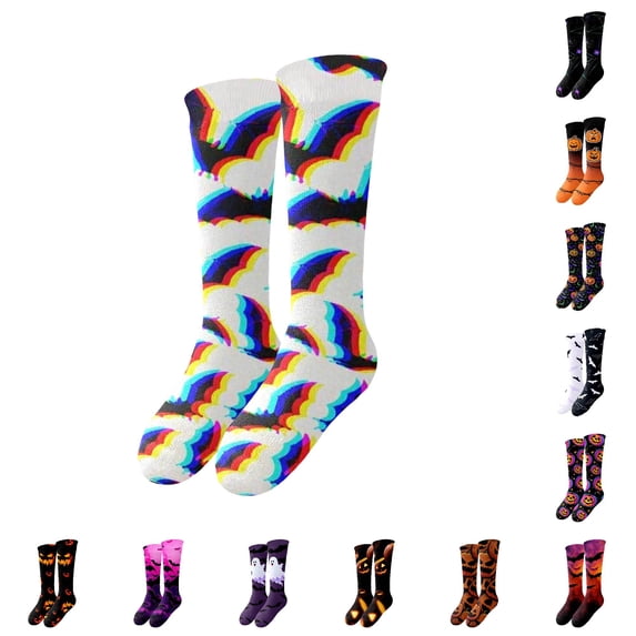 PMVFHDE Men's Halloween Novelty Print Stockings Cosplay Party Socks With Unique Designs For Festive Celebrations And Everyday Leisure, Multicolour, One Size