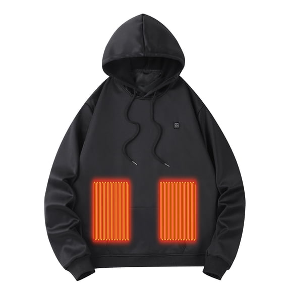 PMVFHDE Men's USB Heated Hooded Sweatshirt Winter Warm Stretch Casual Outdoor Charging Jacket without Battery Winter Hoodies for Men Black,XL