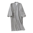 thumbnail image 1 of PMVFHDE Men's Japanese Kimono Robe Cotton Lightweight Bathrobe Nine Point Sleeve Tie Belt Sleeping Robe Mens Loungewear Sets Grey，XL, 1 of 5