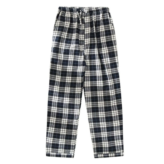 PMVFHDE Men's Sleep Pants Plaid Trousers With Drawstring And Pockets Casual Mens Pajama Pants Warm Home Wear Bottoms Grey，XL