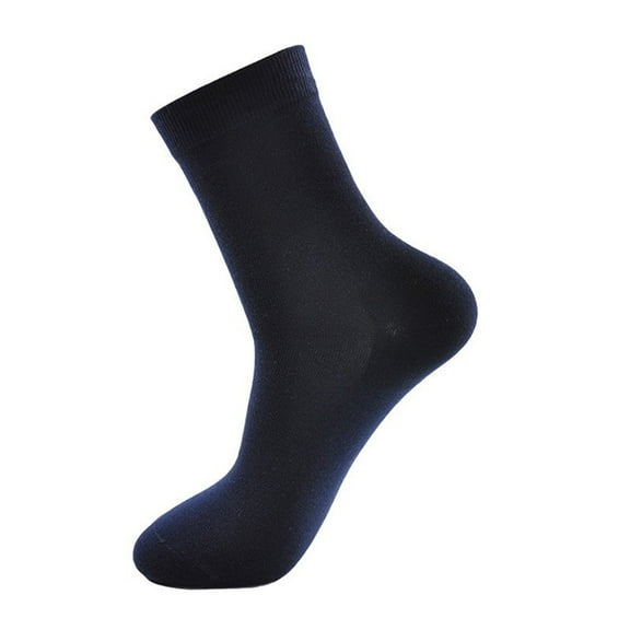 PMVFHDE Men's Socks Mid Calf Solid Color Basic Fall Winter Thermal Socks for Men Cozy Warm Thermal Lined Casual Socks Navy