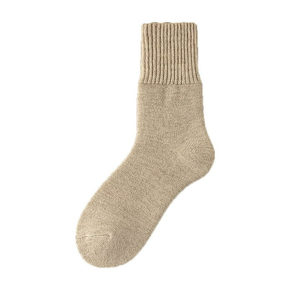 PMVFHDE Men's Socks Mid Calf Solid Color Versatile Fall Winter Thermal Lined Warm Thermal Socks for Men Cold Weather Khaki