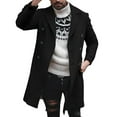 thumbnail image 1 of PMVFHDE Men's Solid Color Double Button Wool Blend Trench Coat Casual Long Overcoat for Daily Winter Sweatshirts for Men Black，XXXL, 1 of 4