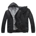 thumbnail image 1 of PMVFHDE Men's Winter Daily Solid Color Heavyweight Warm Knit Hooded Sweater Jacket Black,XXXL, 1 of 6
