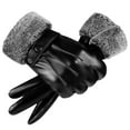 thumbnail image 1 of PMVFHDE Men's Winter PU Touchscreen Leather Gloves Windproof Warm Gloves, for Outdoor Driving Riding Black，One Size, 1 of 7