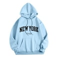 thumbnail image 1 of PMVFHDE Men's and Women's Graphic Letter Print Hooded Sweatshirt Long Sleeve Casual Pullover Top Light Blue，M, 1 of 3