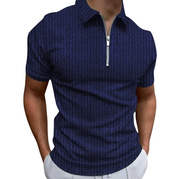 PMVFHDE Mens Casual Shirt Daily Zipper Placket Turn Down Collar Printed Short Sleeve Blouse Fashion Top