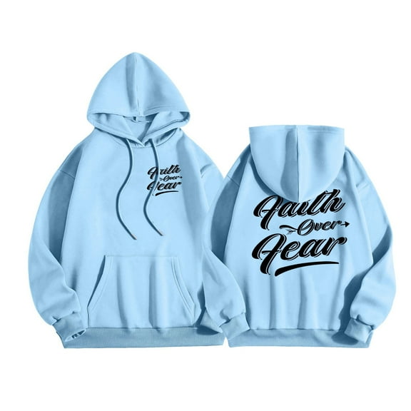 PMVFHDE Mens Hoodies Winter Fashion Letter Print Casual Daily Loose Fit Long Sleeve Pullover Sweatshirt Top Light Blue,S