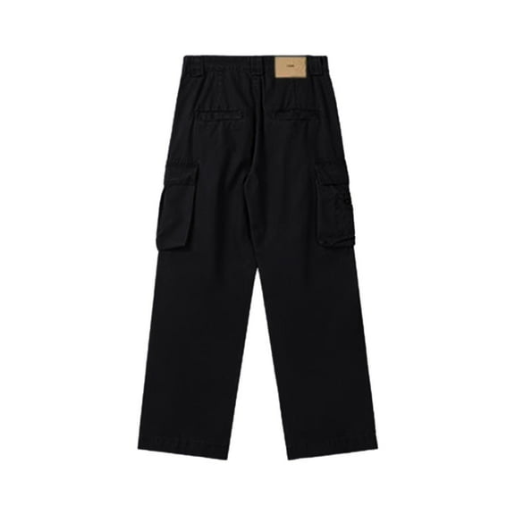 PMVFHDE Mens Low Rise Pocket Cargo Pants Streetwear Loose Straight Cut Style Drop Crotch Casual Pants Black，L