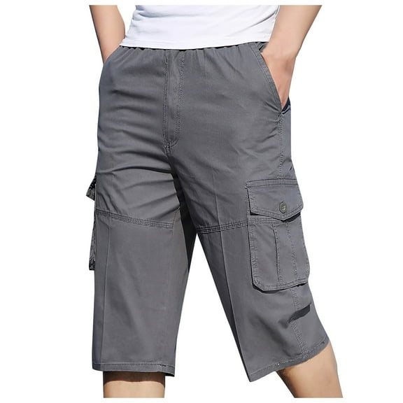 PMVFHDE Mens Pants Comfortable Everyday Casual Zipper Pocket Cargo Sport Lounge Long Trousers Grey，XXL